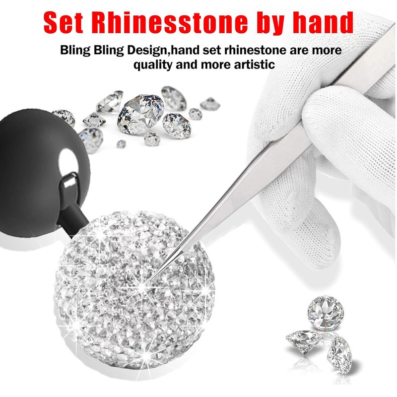 Zerikwon Bling Car Push Start Button Cover, Diamond Joystick Car Starter Button Cover Cute Car Accessories for Women Interior Car Push to Start Accessories Engine Start Button Cover Car Decor for Girls(White) - Image 2